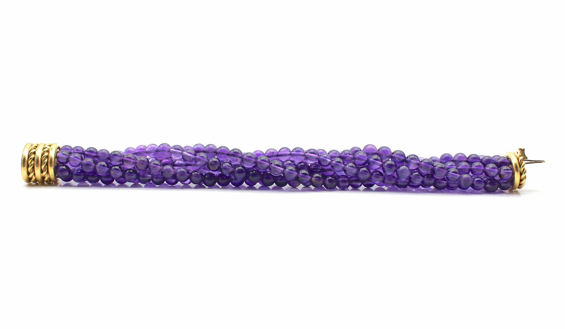 Armband mit 6 Reihen Amethystkugeln und 750er Goldschloß - Image 3 of 3