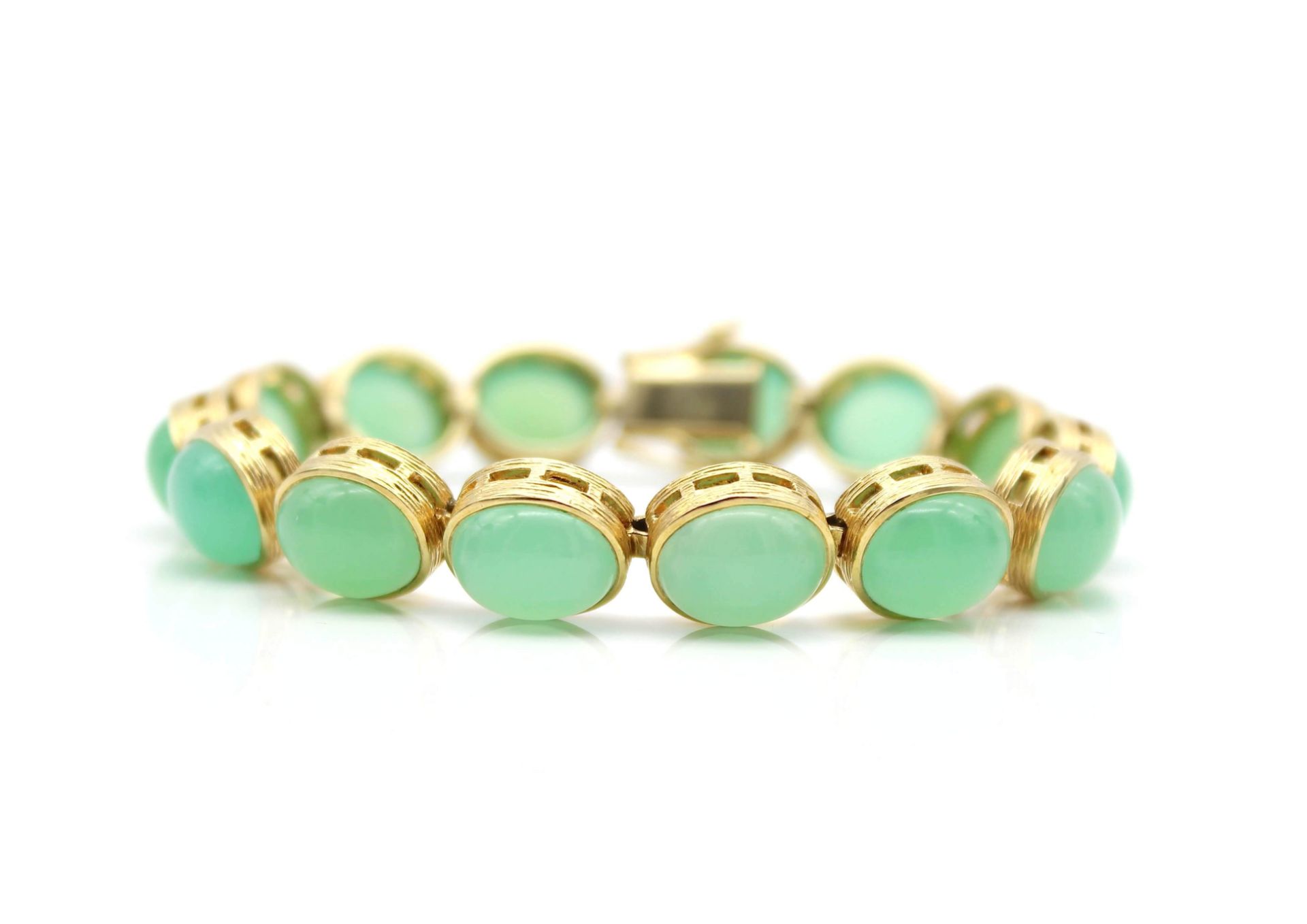 Armband aus 585er Gold mit 14 Chrysoprasen - Image 3 of 5