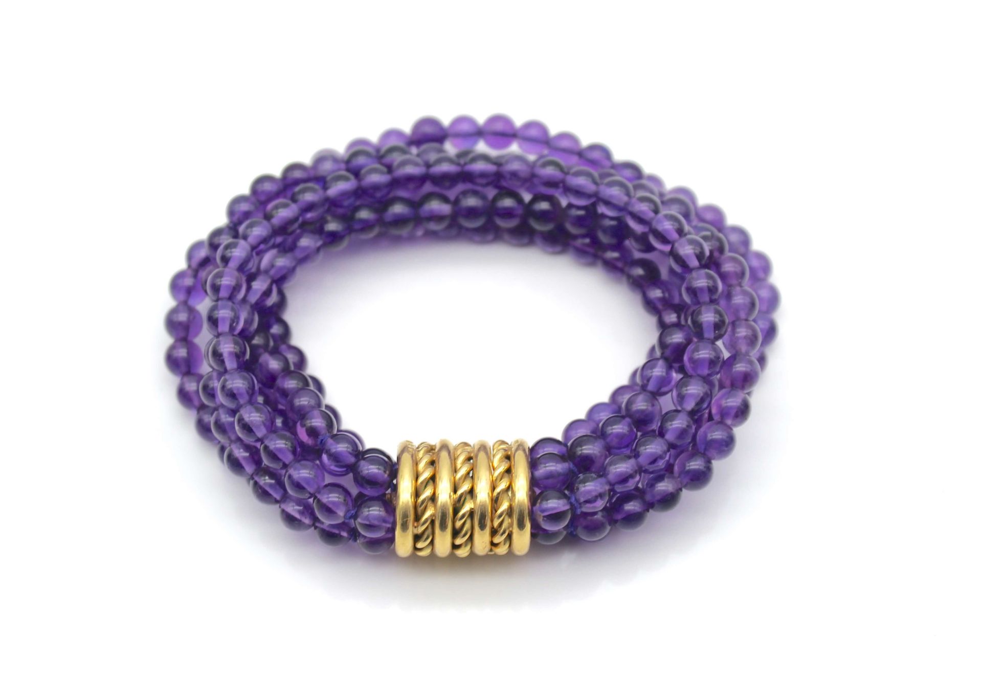 Armband mit 6 Reihen Amethystkugeln und 750er Goldschloß - Image 2 of 3