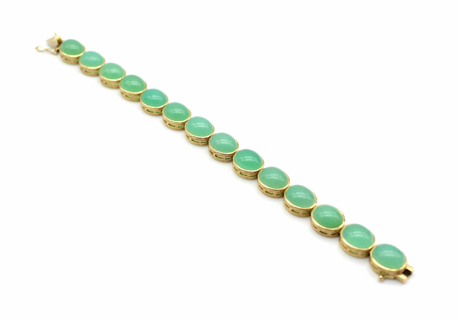 Armband aus 585er Gold mit 14 Chrysoprasen - Image 5 of 5