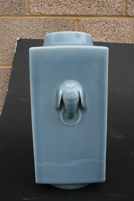 A pale blue glaze Cong vase with six character mark to the underside, 30cms (12ins) high.Condition - Image 5 of 9