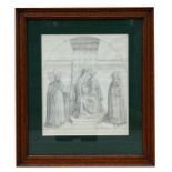 Italian school - an Ecclesiastical pencil sketch of the Madonna and Child, indistinctly signed lower