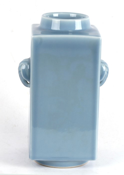 A pale blue glaze Cong vase with six character mark to the underside, 30cms (12ins) high.Condition