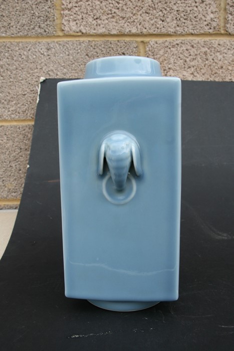 A pale blue glaze Cong vase with six character mark to the underside, 30cms (12ins) high.Condition - Image 7 of 9