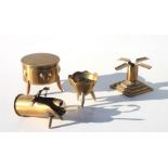 Four assorted pieces of WW1 trench art including a Scuttle 4.5cms (1.75ins) diameter with Scoop, two