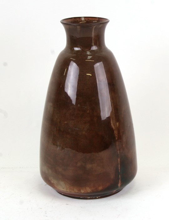 A brown glazed art pottery vase, 30cms (12ins) high.