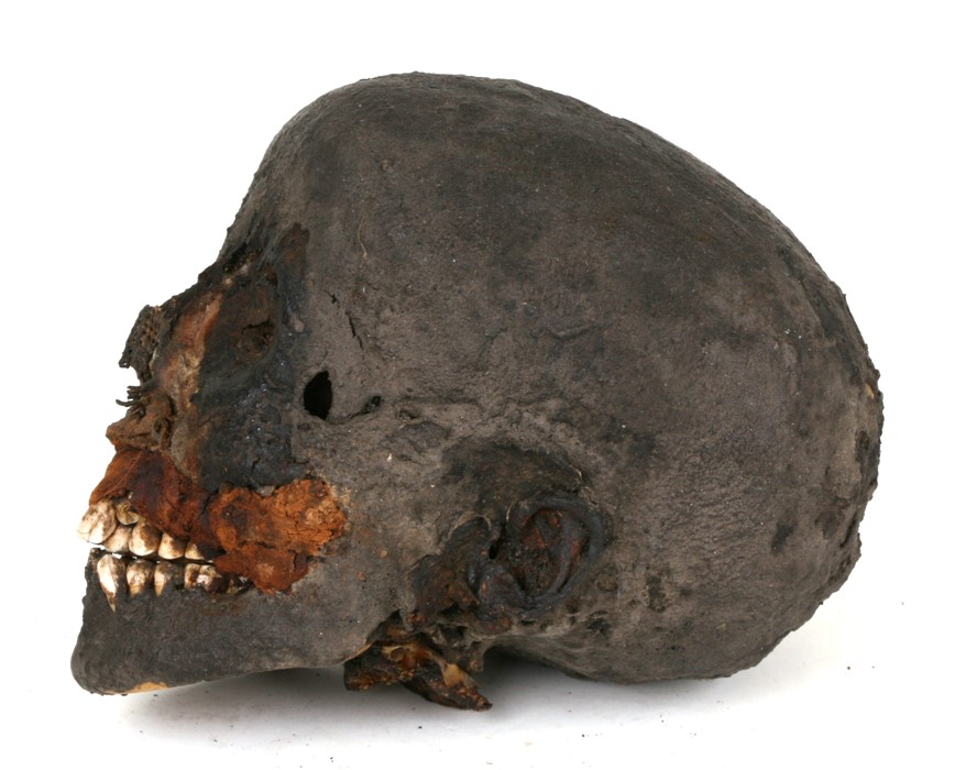 An Egyptian mummified human head, approx 19cms (7.48ins) long. Purchased by the vendor from a - Image 5 of 6