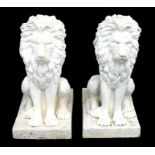 A large pair of weathered fibreglass rampant lions, each approx. 89cms (35ins) high (2).