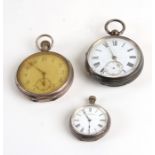 Three silver open faced pocket watches, all for restoration (3).