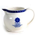 A Wedgwood commemorative milk jug with inscription 'The Royal Scots, The Royal Regiment London