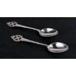 A pair of silver regimental Mess spoons, Liverpool Scottish Regiment, Sheffield 1911, 16cms (6.
