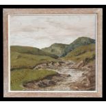 Isabella Gibbs - Galloway Landscape - oil on board, signed lower right, framed, 36 by 41cms (13.75