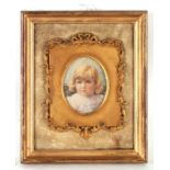 Victorian school, an oval bust portrait miniature depicting a young girl with ringlets in her