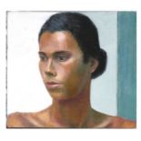 20th century school - Portrait of a Young Woman - oil on canvas, unframed, 31 by 28cms (12 by