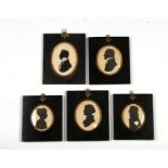 A group of 19th century style oval portrait silhouettes in ebonised frames (5).Condition Report