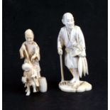 Two late 19th / early 20th century Japanese ivory figures, one in the form of a man with