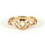 A 9ct gold Celtic design ring, approx UK size 'N', 1.6g.