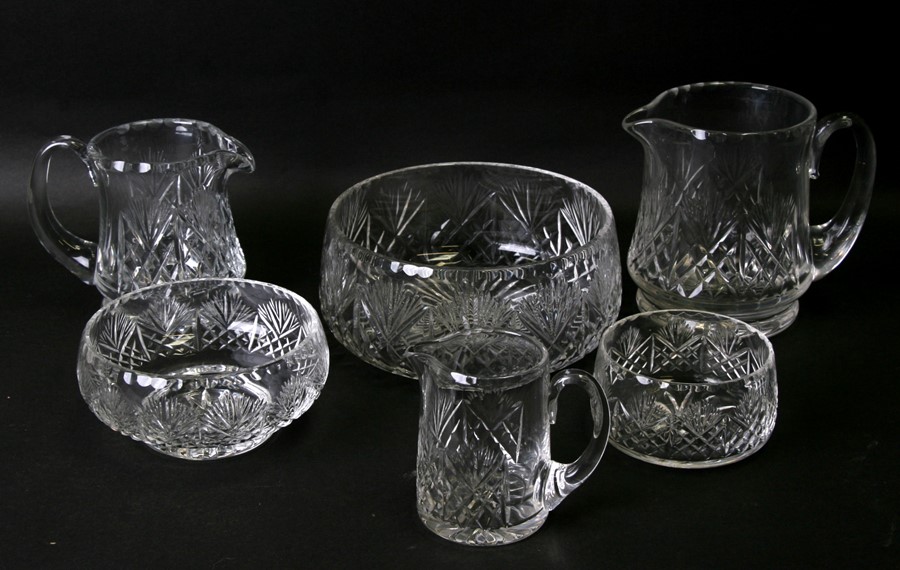 A pair of Edinburgh Crystal Iona pattern cut glass decanters, 32cms (12.5ins) high; together with - Image 2 of 2