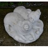 A concrete group of two piglets, 33cms (13ins) wide.