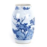 A Chinese blue & white Transitional style vase decorated with birds and flowering foliage, 21csm