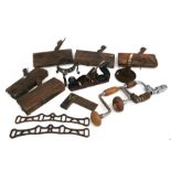 A quantity of assorted wood working tools to include planes and block planes.