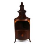 A 19th century mahogany bow-fronted free standing corner display cupboard with single cupboard