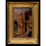 A gilt framed crystoleum depicting a classical women