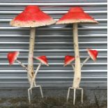A pair of modern cast aluminium mushroom groups, approx. 90cms (35.5ins) high (2).