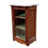 A mahogany display cabinet with single glazed door and shelved interior, 53cms (21ins) wide.