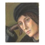 20th century school - Portrait of a Young Woman - oil on canvas, unframed, 29 by 34cms (11.5 by 13.