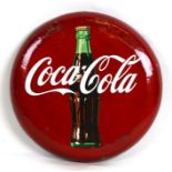 A modern 'Coca Cola' circular metal advertising sign, 50cms (19.75ins) diameter.