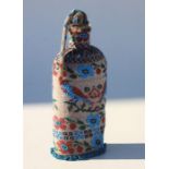 A Boer War 1901 dated Prisoner of War art bead covered bottle with stopper. Overall height 23cms (