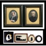 A Victorian silhouette of a gentleman; together with two similar silhouettes, a pair of