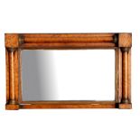 A Victorian maple wood overmantle mirror, 75cms (29.5ins) wide.