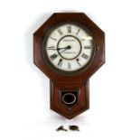 A 19th century mahogany drop-dial wall clock, the circular dial with Roman numerals, signed 'Moulanc