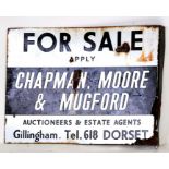 A double sided enamel advertising sign - For Sale Apply Chapman, Moore & Mugford Auctioneers &