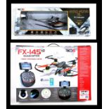 A RED5 fx-145 V2 Quadcopter Drone; together with a RED5 Gyro Flier XL R/C Helicopter, both boxed and