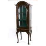 A Queen Anne style walnut cabinet on stand with arched rectangular six-pane glazed door, 53cms (
