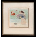 Brenda Lenaghan DARWS - Life Study of a Lady with Goldfish - mixed media, signed & dated 1985,