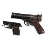 A Webley Premier air pistol; together with a similar Sport's starting pistol Mk. III (2).