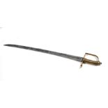 An 18th century French Revolutionary period Naval Cutlass or Short Sword, with a curved single edged