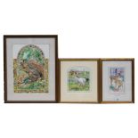 Wendy Andrew - Grey Squirrel in a Landscape - watercolour, framed & glazed, 37 by 27cms (14.5 by