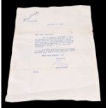 A signed letter from Bing Crosby, dated September 15th, 1945, apologising due to the material