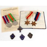 A WWII medal group awarded to R. J. Copeland, to include the Africa Star; together with his personal