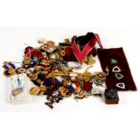 A large quantity of Mason's regalia to include jewels, sashes and badges.