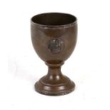 A copper goblet with silver rim and foot collar with badge of the 'Kitkat Club' and engraved '