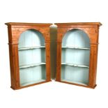 A pair of pine open bookshelves with painted interiors, each 84cms (33ins) wide (2).