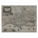 A 17th century map of the County of Dorset 'Comitatus Dorcestria Vulgo Anglice Dorsetshire', a