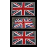 Two early 20th century printed cotton Union Jack Flags. 76cms (30ins) by 86cms (34ins) and 66cms (