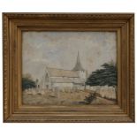 19th century English school - A Church and Churchyard - watercolour, framed & glazed, 22 by 28cms (